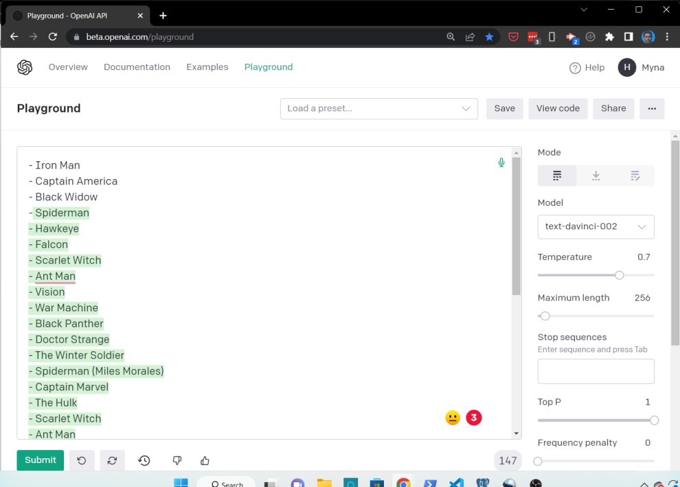 openai gpt-3 playground example