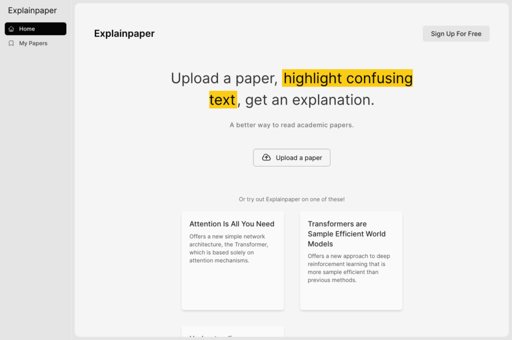 AI tools for Researchers - explainpaper