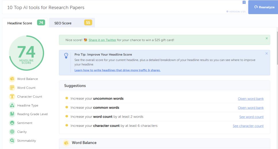 AI tools for Researchers - headline analyzer - 02